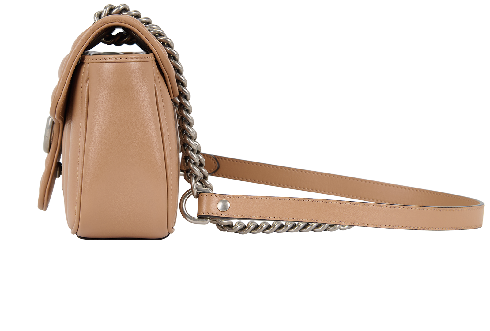 GG Marmont Mini Shoulder Bag, &pound;850, Handbags, Beige, Leather, Bottom view